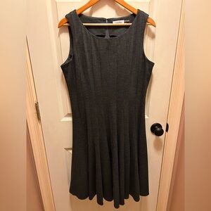 Calvin Klein Gray & Black Herringbone Pleated Tank Dress Sz 12 NWOT!
